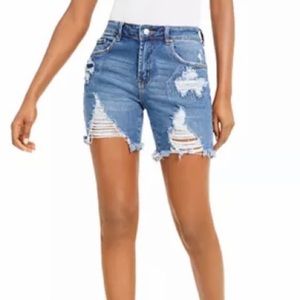 Almost Famous Distressed Raw Hem Denim Shorts Size 3